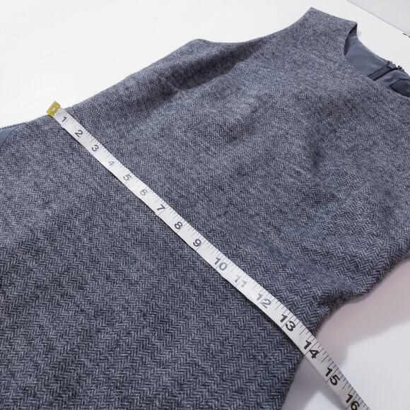 J. Crew Wool Blend Gray Chevron Print Sheath Dress Professional Work - Picture 6 of 13